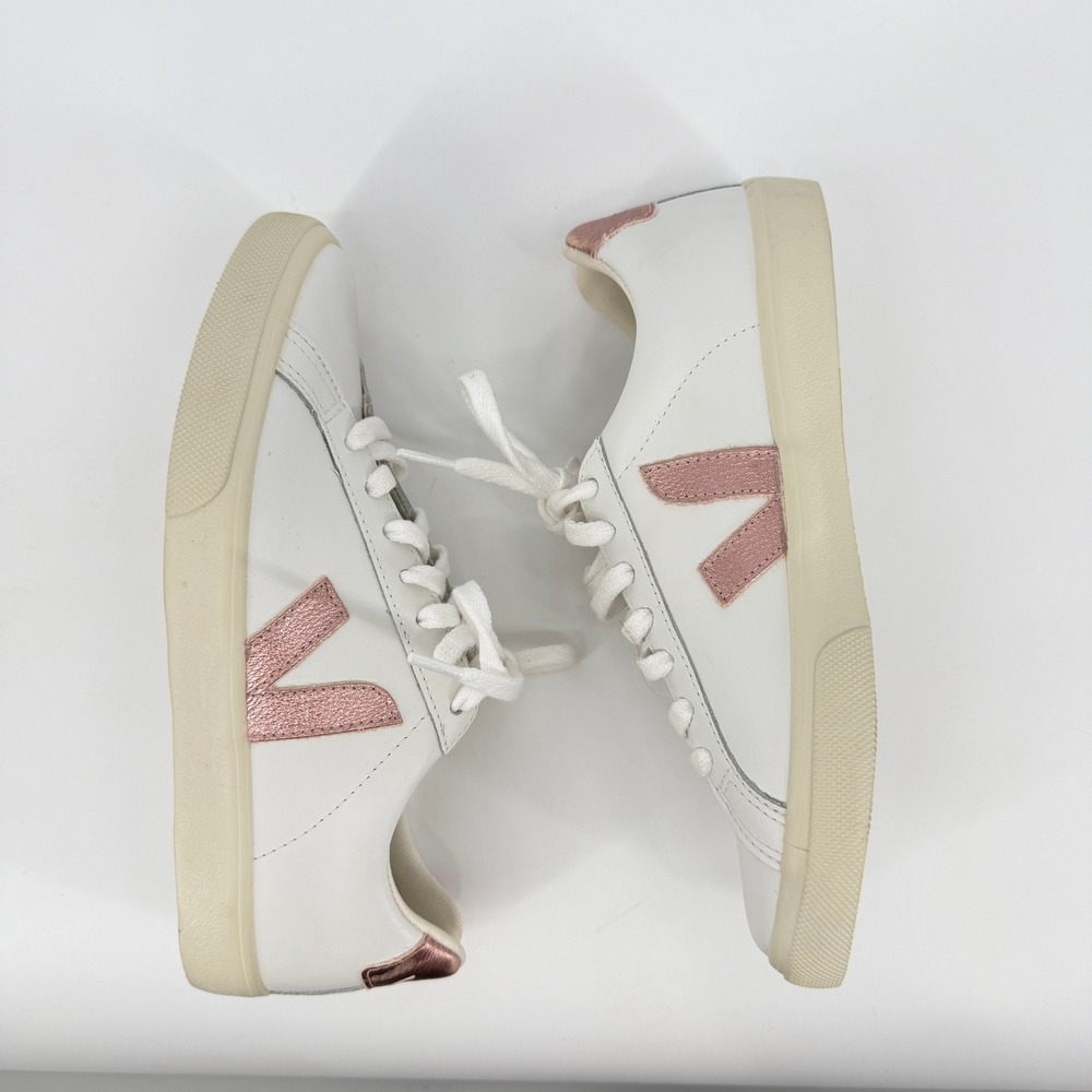 Veja Esplar Sneakers Womens White Metallic Pink Leather Low Top Good Condition - Picture 6 of 8